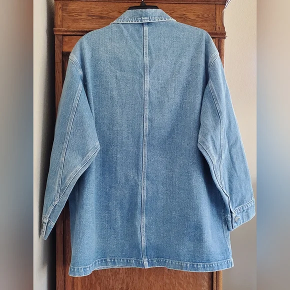 LAUREN RALPH LAUREN WOMEN'S LIGHT WASH DENIM CHORE COAT JACKET MEDIUM - Picture 3 of 9